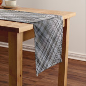 霧の深い2月の青と灰色の格子縞 ショートテーブルランナー (インサイチュ)