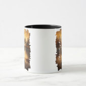 霧の湖に佇む鹿の反射 マグカップ (中央)