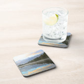 霧の湖の木々反射の静かな自然写真 コースター (右側)