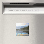 霧の湖の木々反射の静かな自然写真 マグネット (インサイチュ (食洗機))