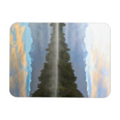 霧の湖の木々反射の静かな自然写真 マグネット (横)