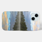 霧の湖の木々反射の静かな自然写真 Case-Mate iPhoneケース (裏面 (横))