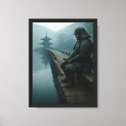 霧の湖寺の侍戦士 キャンバスプリント (正面)