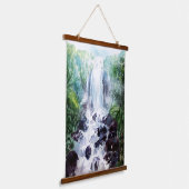 霧の滝の風景の水絵を描色の 吊り下げ型タペストリー (傾斜あり)