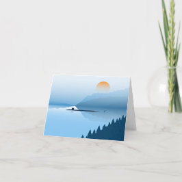 霧の潜水艦 – 折り畳みノートカード サンキューカード