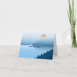 霧の潜水艦 – 折り畳みノートカード サンキューカード