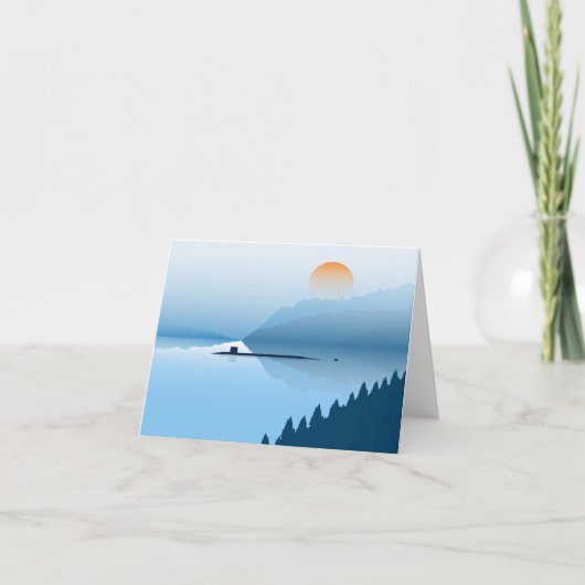 霧の潜水艦 – 折り畳みノートカード サンキューカード (正面)