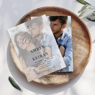 霧の白いシェードの結婚写真 招待状