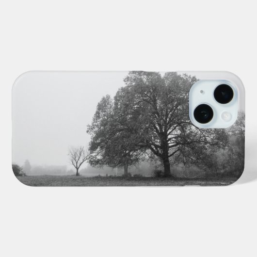 霧の秋の朝のグレースケールiPhoneケース Case-Mate iPhoneケース (裏面 (横))