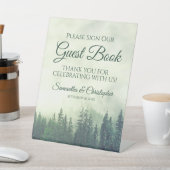 霧の緑の松の木々は私たちのゲストブックに署名 台座サイン (インサイチュ)