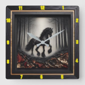 霧の跡:チャールパーソナライズされたド・ウッド・フリエシア スクエア壁時計 (正面)