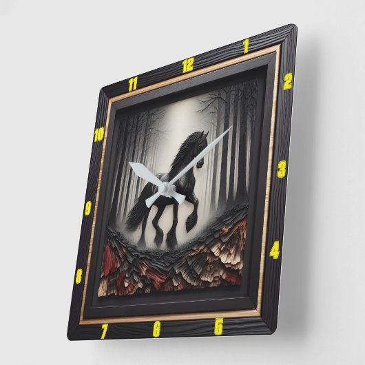 霧の跡:チャールパーソナライズされたド・ウッド・フリエシア スクエア壁時計 (傾斜)