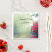 霧の鉄道線景勝写真結婚のイベント スタンダードカクテルナプキン (インサイチュ)