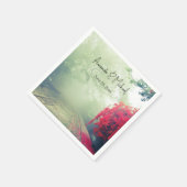 霧の鉄道線景勝写真結婚のイベント スタンダードカクテルナプキン (角)