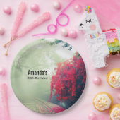 霧の鉄道線景勝写真誕生日 ペーパープレート (パーティー)