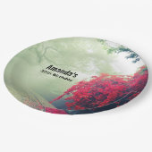 霧の鉄道線景勝写真誕生日 ペーパープレート (アングル)