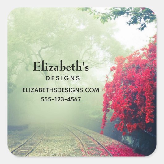 霧の鉄道跡の風光明媚な写真事業 スクエアシール (正面)