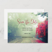 霧の鉄道跡の風光明媚な写真日付を保存 インビテーションポストカード (正面/裏面)