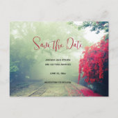 霧の鉄道跡の風光明媚な写真日付を保存 インビテーションポストカード (正面)