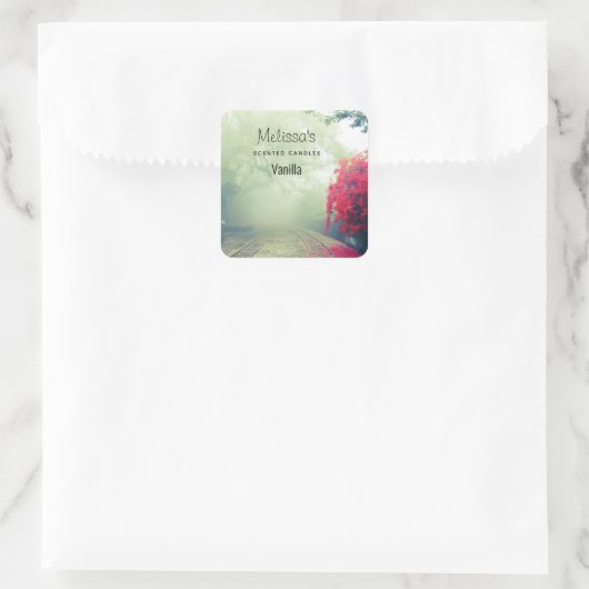 霧の鉄道路景勝写真蝋燭事業 スクエアシール (バッグ)