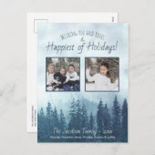 霧の青いパイン素朴ズ水彩2写真 シーズンポストカード (正面/裏面)