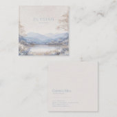 霧の青い冬の風景　ゴールドフレーム スクエア名刺 (正面/裏面)