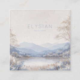 霧の青い冬の風景　ゴールドフレーム スクエア名刺