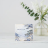 霧の青い山 アジアアート ゴールドフレーム スクエア名刺 (スタンド正面)