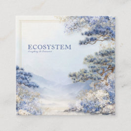 霧の青い山 アジアアート ゴールドフレーム スクエア名刺