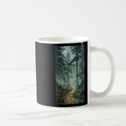 霧の風景 森林 霧深い木々 自然 コーヒーマグカップ (右)