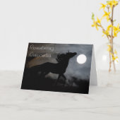 霧の馬のシルエット カード (黄色い花)