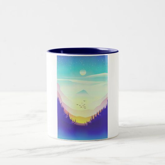 霧ふる山々 ツートーンマグカップ (中央)