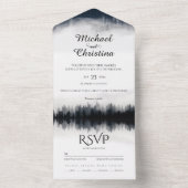 霧ミニマルの多いトウヒの森の結婚自然 オールインワン招待状 (内側)