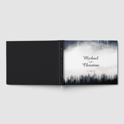 霧ミニマルの多いトウヒの森の結婚自然 ゲストブック (全面)