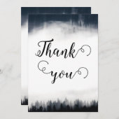 霧ミニマルの多いトウヒの森の結婚自然 サンキューカード (正面/裏面)
