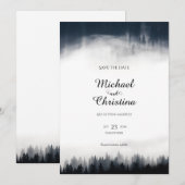霧ミニマルの多いトウヒの森の結婚自然 セーブザデート (正面/裏面)
