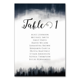 霧ミニマルの多いトウヒの森の結婚自然 テーブルナンバー