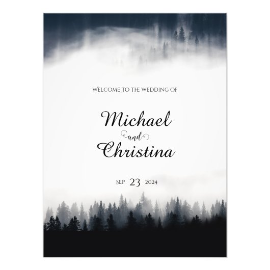 霧ミニマルの多いトウヒの森の結婚自然 フォトプリント (正面)