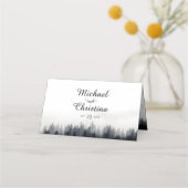 霧ミニマルの多いトウヒの森の結婚自然 プレイスカード (裏面)