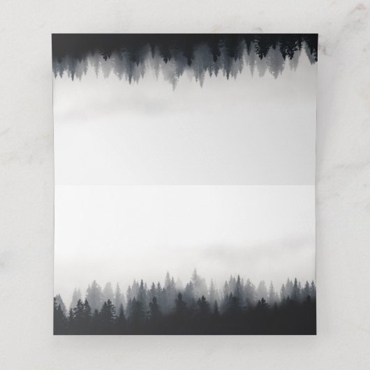 霧ミニマルの多いトウヒの森の結婚自然 プレイスカード (内部開封)