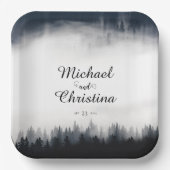 霧ミニマルの多いトウヒの森の結婚自然 ペーパープレート (正面)