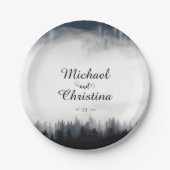 霧ミニマルの多いトウヒの森の結婚自然 ペーパープレート (正面)