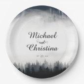 霧ミニマルの多いトウヒの森の結婚自然 ペーパープレート (正面)