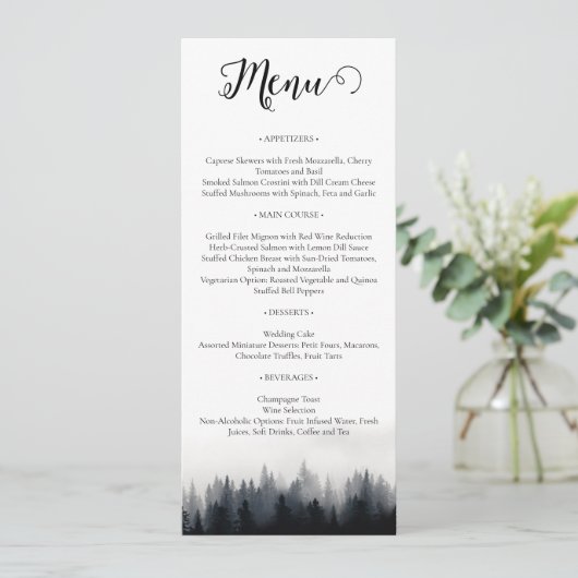 霧ミニマルの多いトウヒの森の結婚自然 メニュー (スタンド正面)