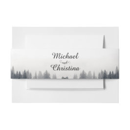 霧ミニマルの多いトウヒの森の結婚自然 招待状ベリーバンド