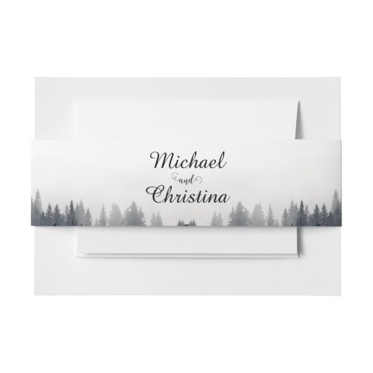 霧ミニマルの多いトウヒの森の結婚自然 招待状ベリーバンド (正面例)