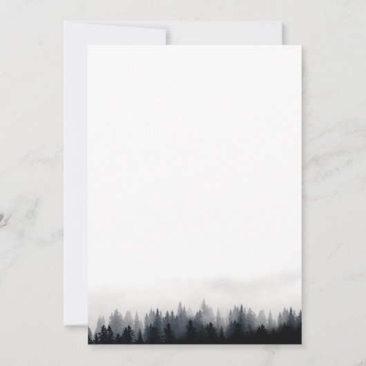霧ミニマルの多いトウヒの森の結婚自然 招待状 (裏面)