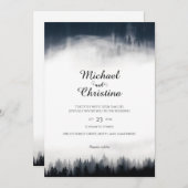 霧ミニマルの多いトウヒの森の結婚自然 招待状 (正面/裏面)