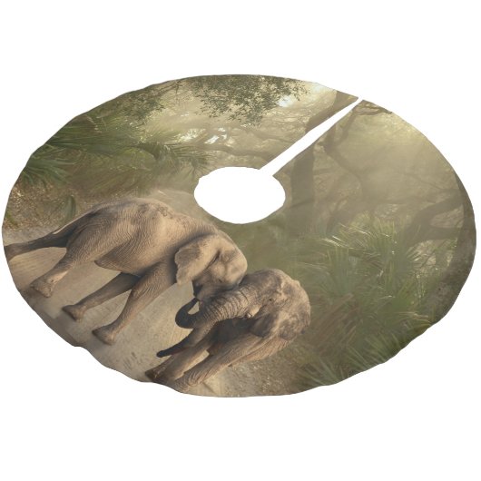 霧威厳のあるの中の熱帯雨林ゾウ ブラッシュドポリエステルツリースカート (アングル)