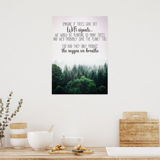 霧救の森の写真で木の酸素 ポスター (キッチン)